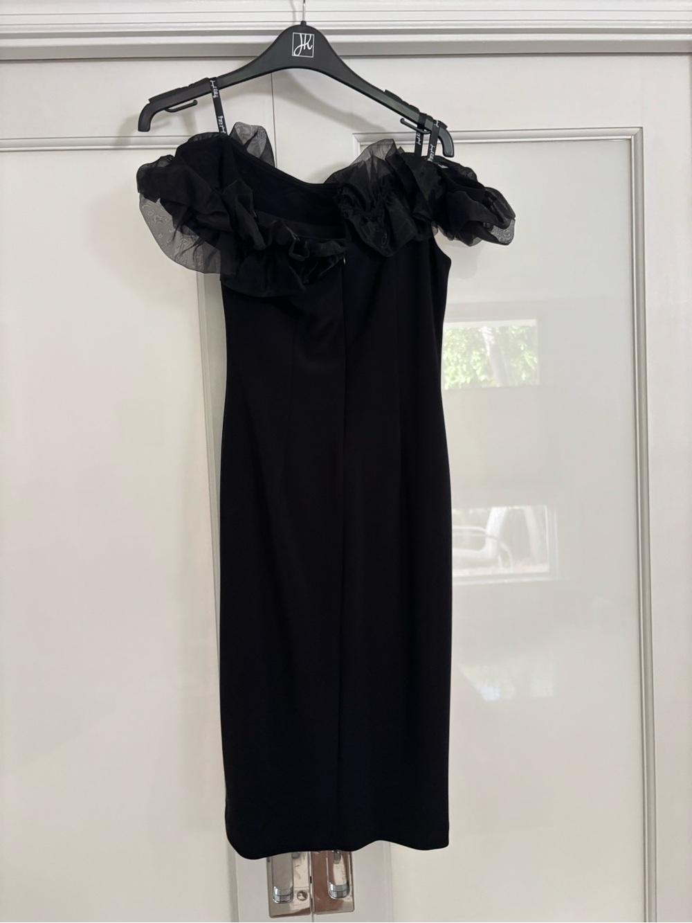 Joseph Ribkoff Black One-Shoulder Ruffle Dress - Picture 4 of 6
